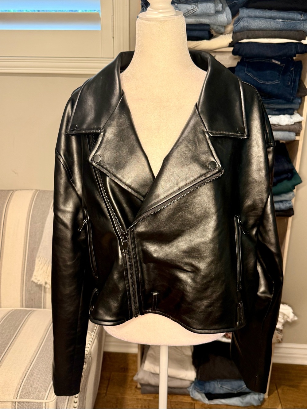 Lioness Black Faux Leather Moto Jacket